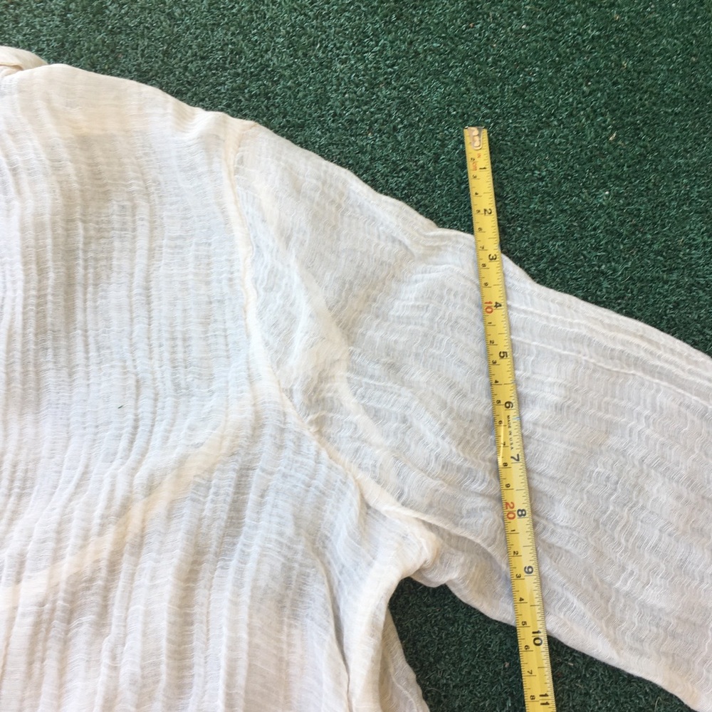 Arje Pleated Tie Front Blouse Cream L - Picture 9 of 12